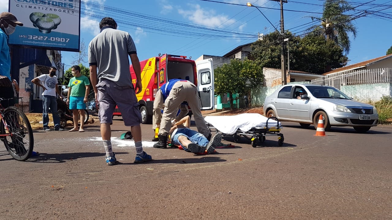 Homem fica ferido em acidente de trânsito na Rua Europa no Bairro