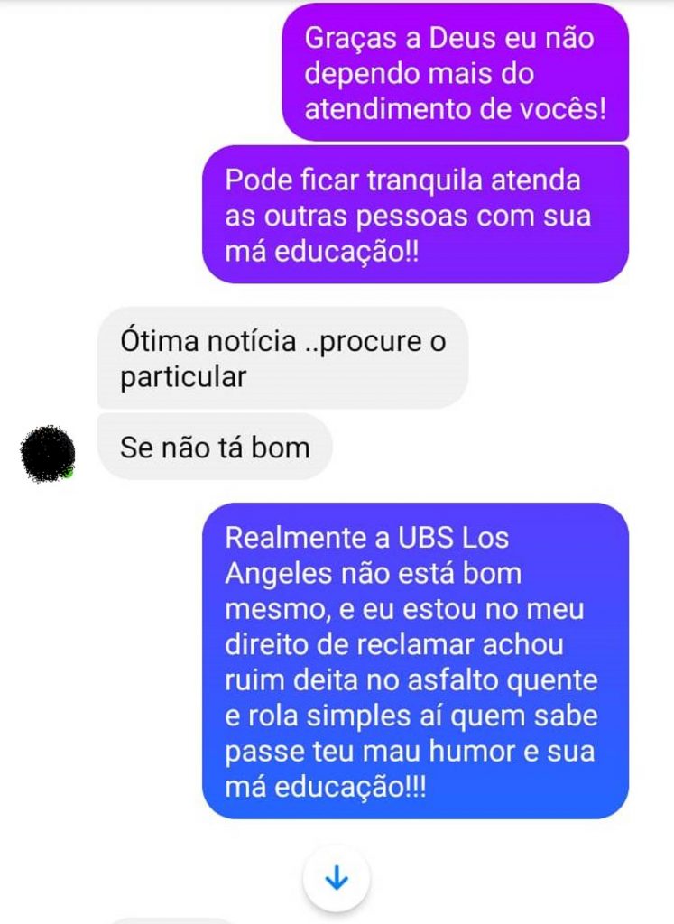 Fui ameaçada pela funcionária da UBS ao reclamar do mau atendimento