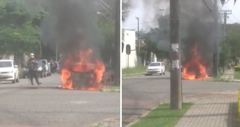 Imagem referente a Veículo é destruído por incêndio no Bairro Água Verde, em Curitiba