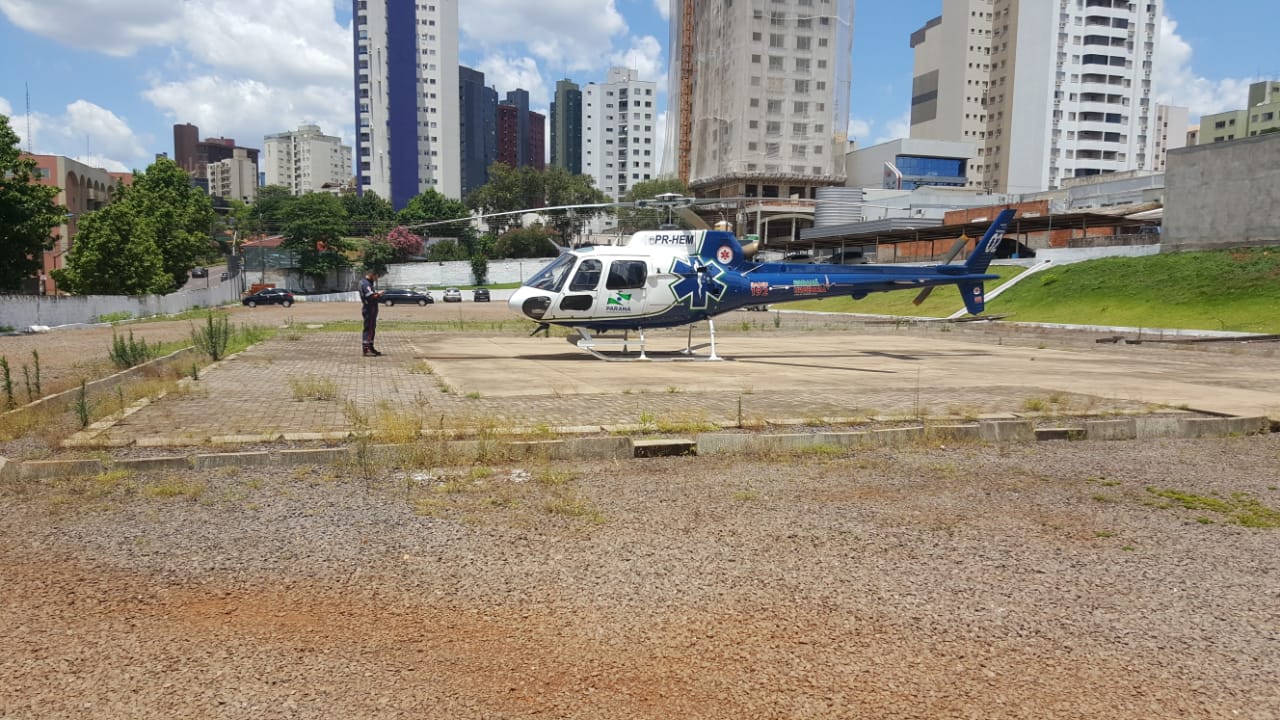 Helicóptero do Consamu pousa em Cascavel com vítima de infarto em Toledo - CGN