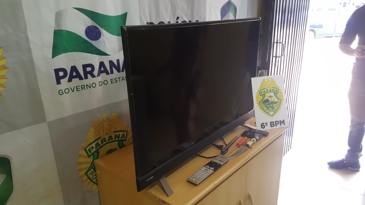 Imagem referente a PM detém homem e apreende televisor na região do Universitário