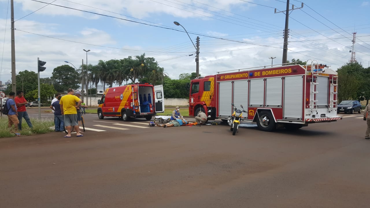 Imagem referente a Motociclista sofre lesão na cabeça em acidente na Av. Barão do Rio Branco