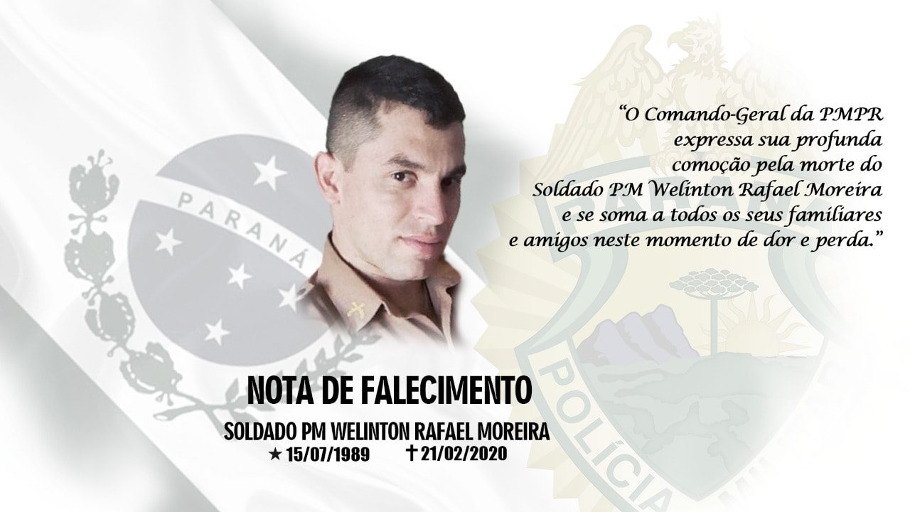Imagem referente a PM publica mensagem após morte do Sd. Welinton Rafael Moreira