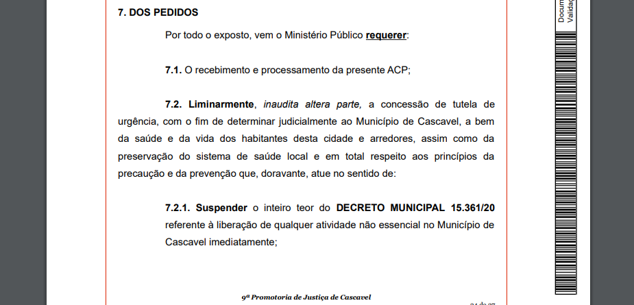 Imagem referente a A fim de evitar aglomerações, Ministério Público vai à Justiça para que comércio seja fechado em Cascavel