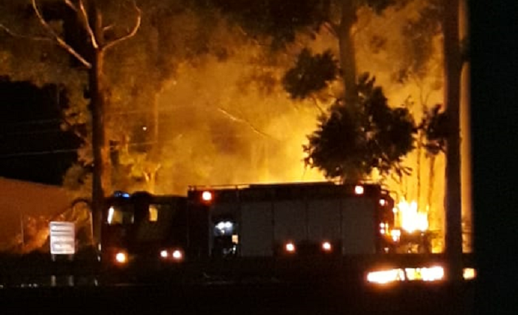 Imagem referente a Bombeiros combatem incêndio ambiental às margens da avenida de acesso ao Aeroporto
