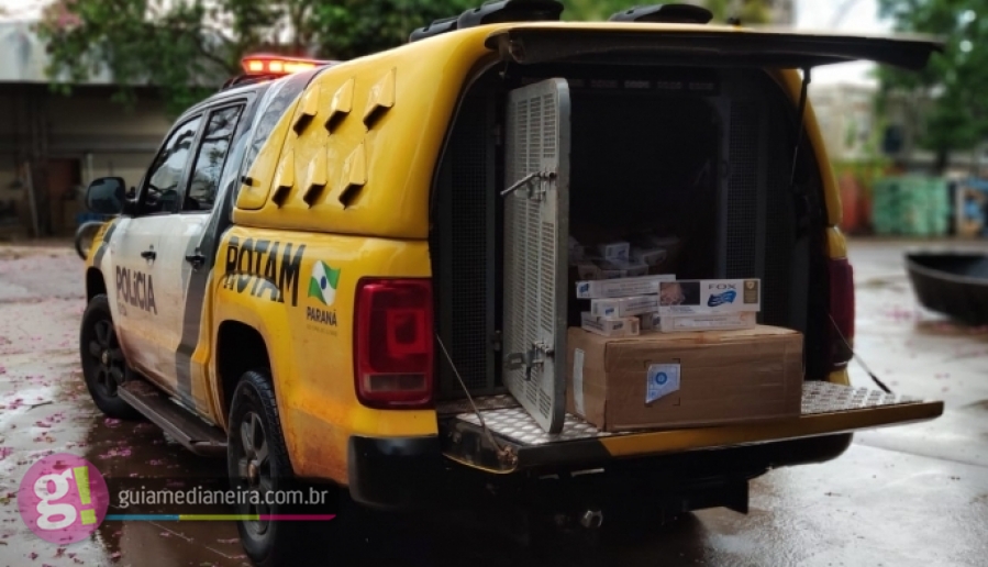 Imagem referente a Operação Metrópolis: ROTAM apreende caixas de cigarros contrabandeados em Itaipulândia