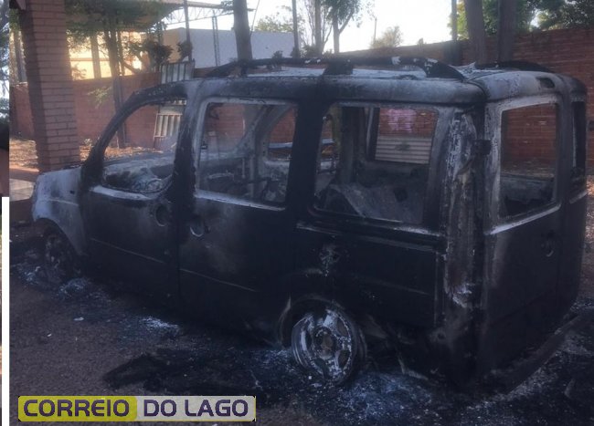 Imagem referente a Fiat Doblo é destruído por incêndio na Linha Buricá, em Santa Helena