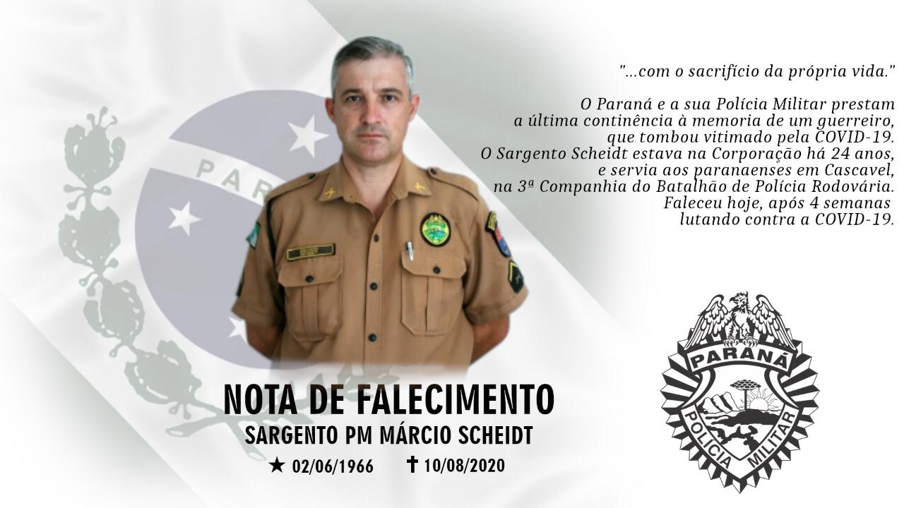 Imagem referente a Falece vítima de Covid-19, o Sargento da PM, Márcio Scheidt