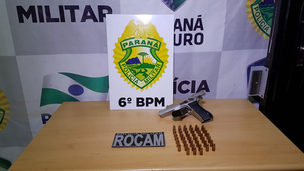 Imagem referente a ROCAM detém indivíduo com pistola 9mm no Bairro Cataratas