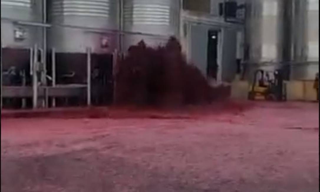 Imagem referente a Vídeo: Tanque de vinho explode na Espanha e 50 mil litros são derramados