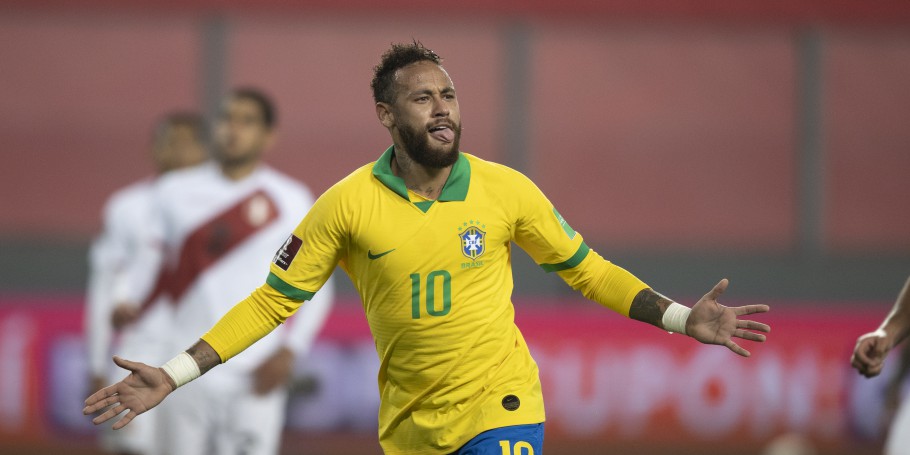 Imagem referente a Neymar faz 3, supera Ronaldo e Brasil derrota Peru de virada nas Eliminatórias