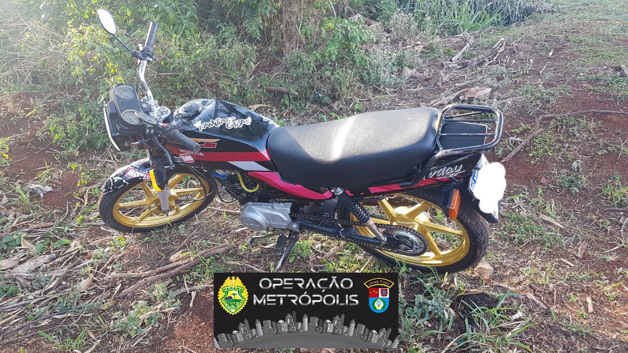 Imagem referente a Durante fiscalização na PR-589, PRE recupera motocicleta com alerta de furto