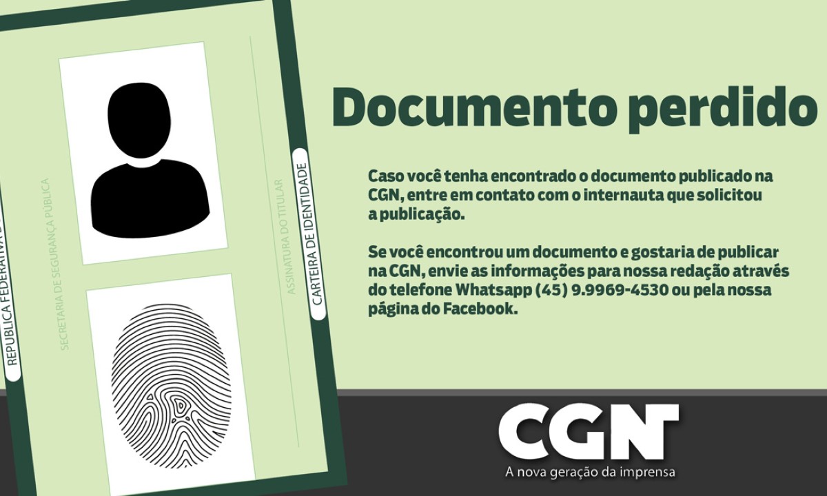 Leandro Aparecido da Silva Marcelino procura carteira com documentos