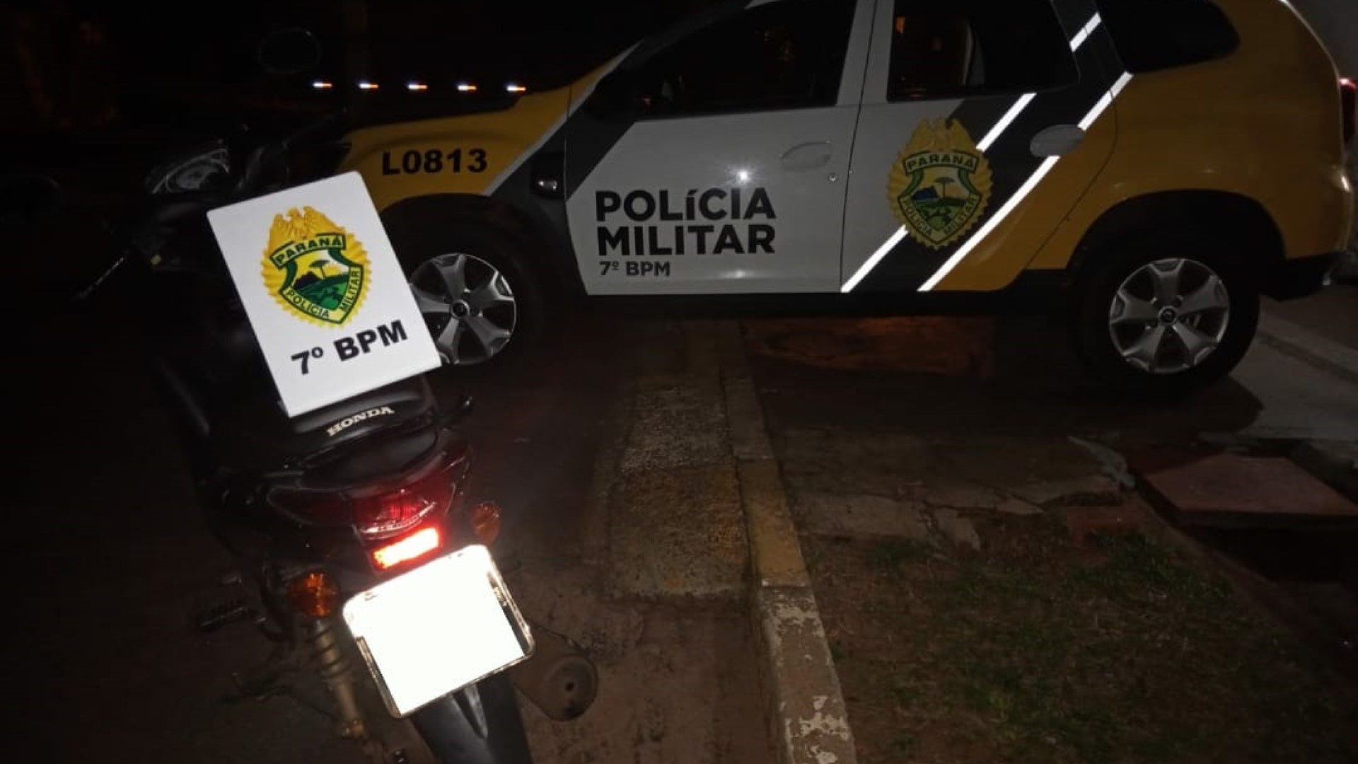 Imagem referente a Moto furtada em Campo Mourão é recuperada pela PM em Cruzeiro do Oeste