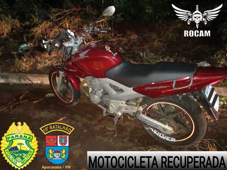 Imagem referente a Moto furtada em Abatiá é recuperada em Apucarana