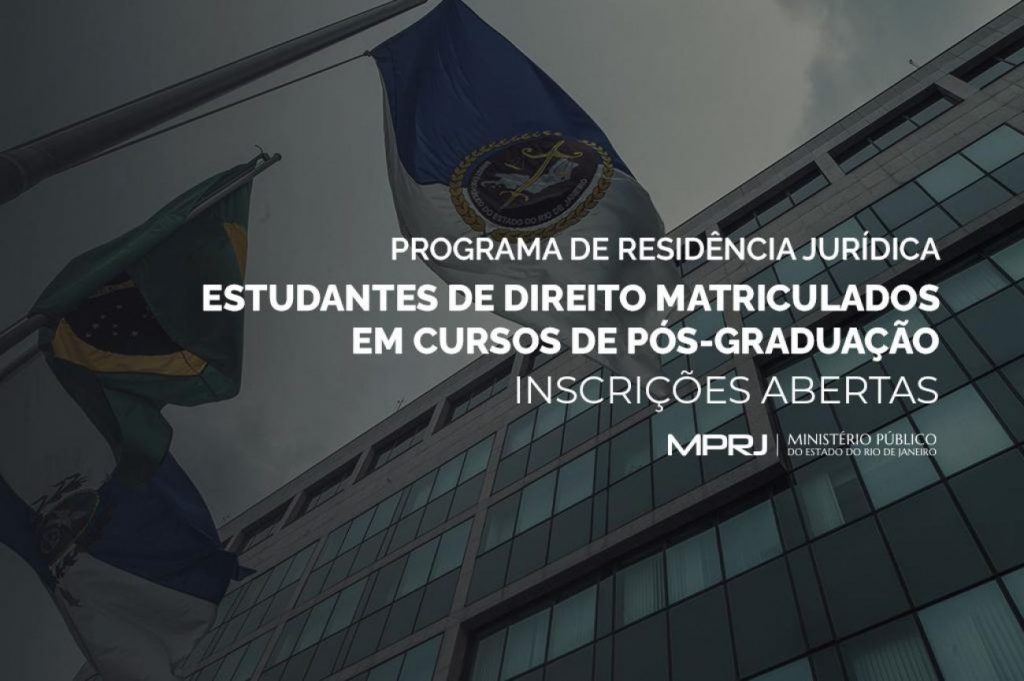 MPRJ inscreve para programa de Residência Jurídica para estudantes de Direito matriculados em cursos de pós-graduação
