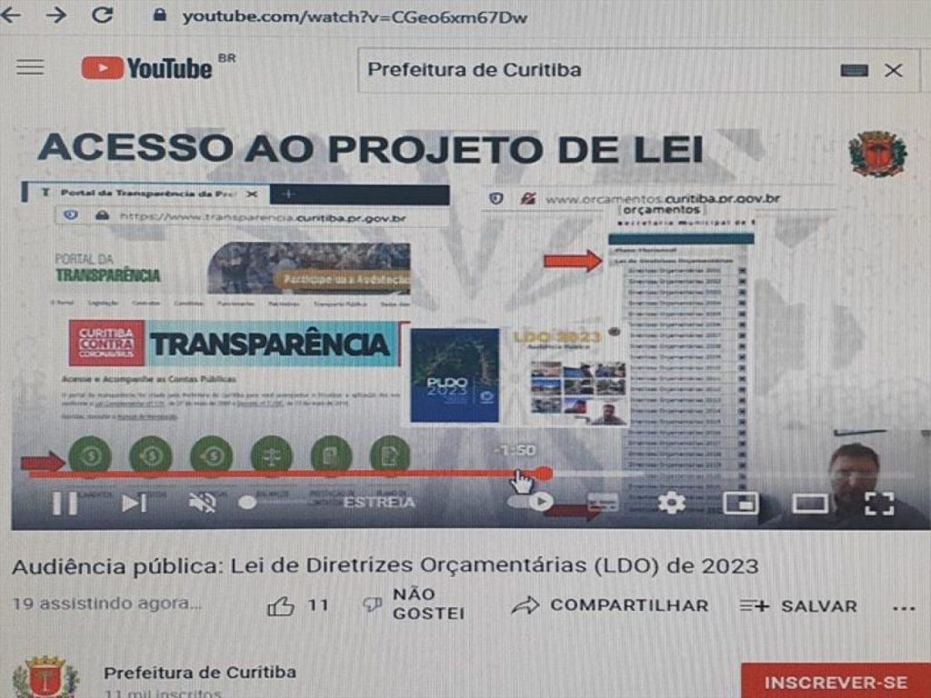 Curitiba – Prefeitura detalha proposta de Lei de Diretrizes Orçamentárias 2023 em audiência online