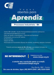 CIEE está com 30 vagas abertas para aprendiz CIEE está com 30 vagas abertas para aprendiz