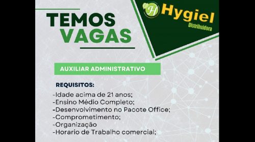 Hygiel está com vagas abertas para Auxiliar Administrativo