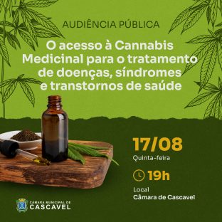 Imagem referente a Cannabis medicinal é tema de audiência pública na Câmara de Cascavel 