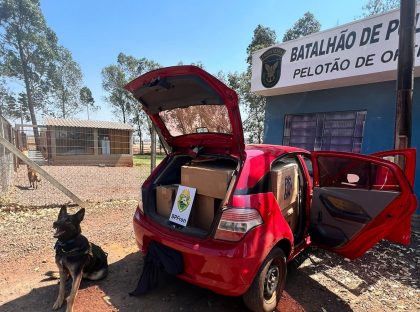 BPFron apreende carro carregado com cigarros contrabandeados em Marechal