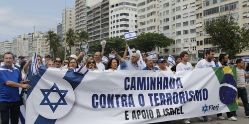 Imagem referente a Centenas de pessoas fazem ato no Rio de Janeiro em defesa de Israel