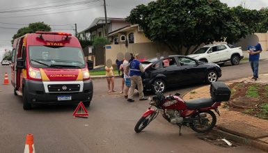 Imagem referente a Motociclista fica ferido em acidente na Rua Souza Naves