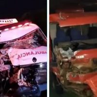 Três carros, ambulância e caminhão se envolvem em acidente na PR-218 no Norte do Paraná