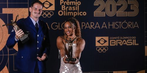 Imagem referente a Prêmio Brasil Olímpico coroa Rebeca Andrade e Marcus D’Almeida