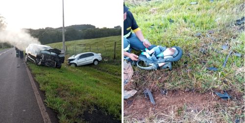 Imagem referente a Mulher morre e bebê é ejetado de veículo em grave colisão na PR-281