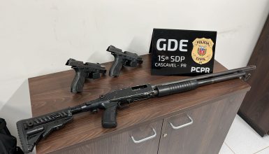 Imagem referente a GDE Cascavel recupera armas roubadas em assalto na BR-369