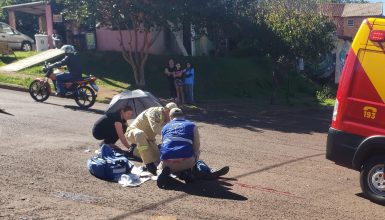 Imagem referente a Forte colisão deixa motociclista ferido no Sanga Funda