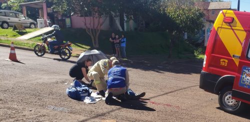 Imagem referente a Forte colisão deixa motociclista ferido no Sanga Funda