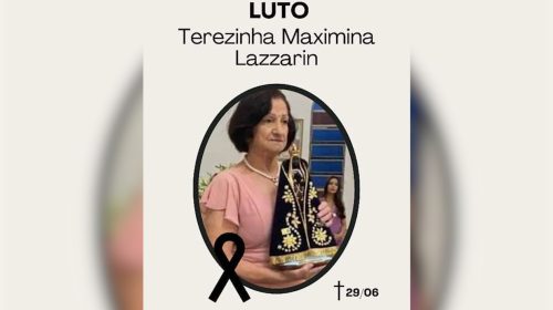 Imagem referente a Falece em Cascavel a pioneira Terezinha Maximina Lazzarin, aos 75 anos