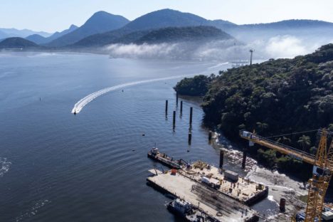 Imagem referente a Com início do trecho estaiado, Ponte de Guaratuba chega a 11% de conclusão