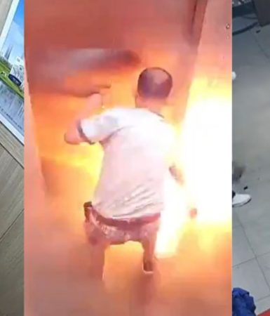 Imagem referente a Homem morre carbonizado após explosão em elevador; veja vídeo!