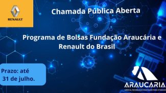 Fundação Araucária e Renault vão investir R$ 1,4 milhão em 114 bolsas de pesquisa