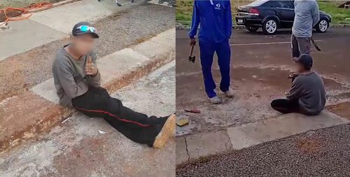 Imagem referente a Suspeito de furto não foi preso mas recebeu o ‘carinho’ dos moradores que flagraram crime; veja o vídeo