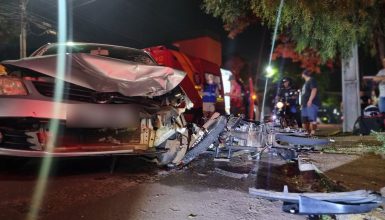 Imagem referente a Forte colisão entre moto e Gol deixa motociclista ferido no Cancelli