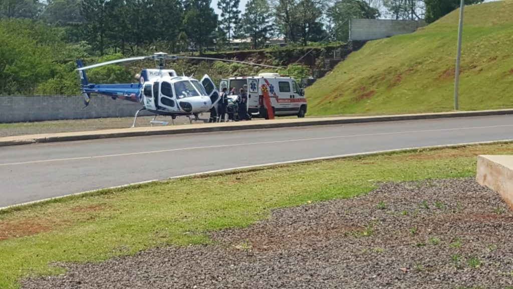 Helicóptero chega a Cascavel com vítima de grave acidente