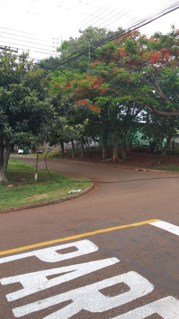 Caminhão derruba fios de telefonia no Bairro Alto Alegre
