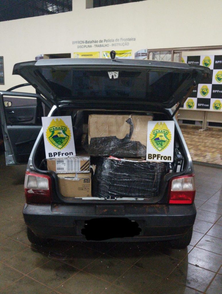 BPFRON apreende veículo carregado com produtos oriundos do Paraguai