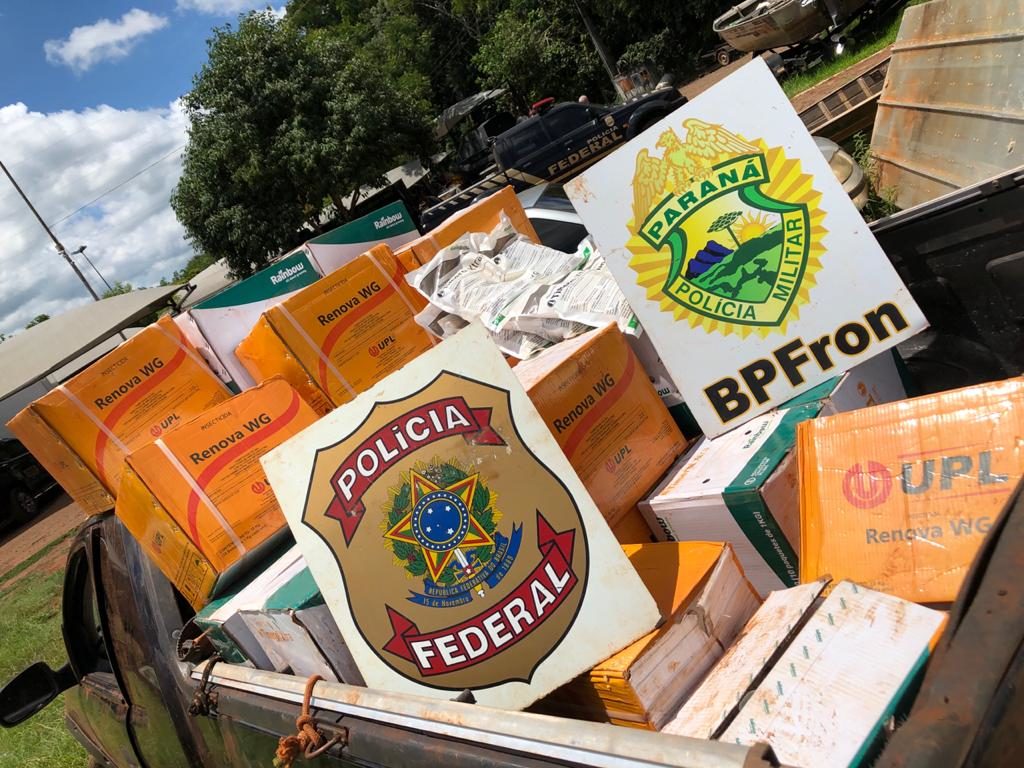 BPFron e PF fazem apreensão de veículo carregado com agrotóxicos em Guaíra