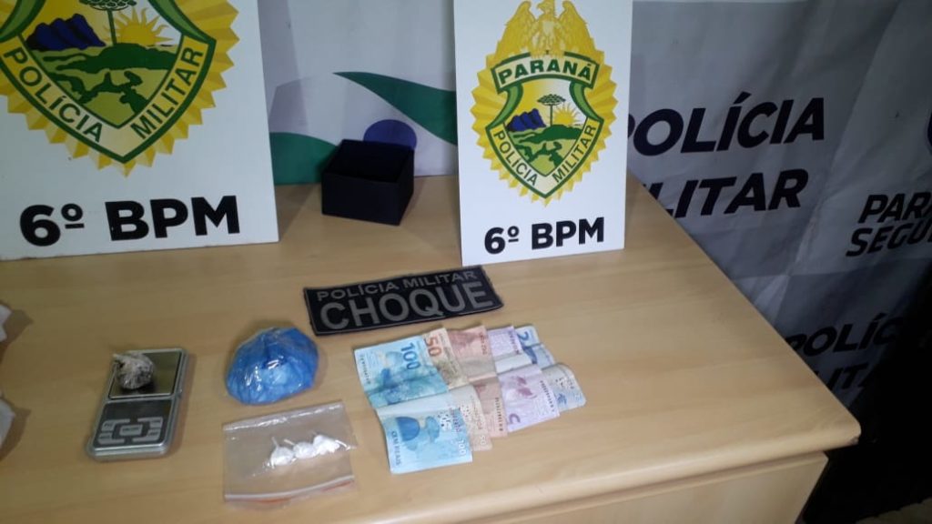 Após acompanhamento tático entre o Centro e o Coqueiral, dupla é detida pelo Choque com drogas e dinheiro