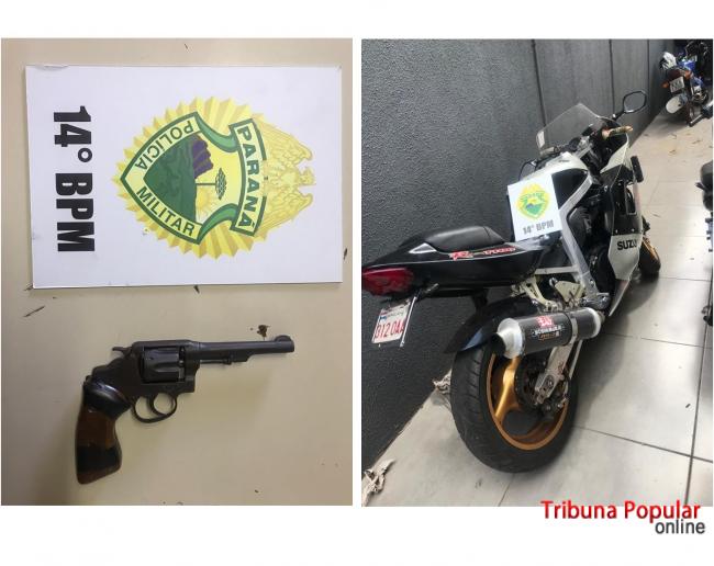 Após roubar moto, assaltante sofre queda e abandona o veículo e a arma de fogo usada no crime Imagem referente a Após roubar moto, assaltante sofre queda e abandona o veículo e a arma de fogo usada no crime
