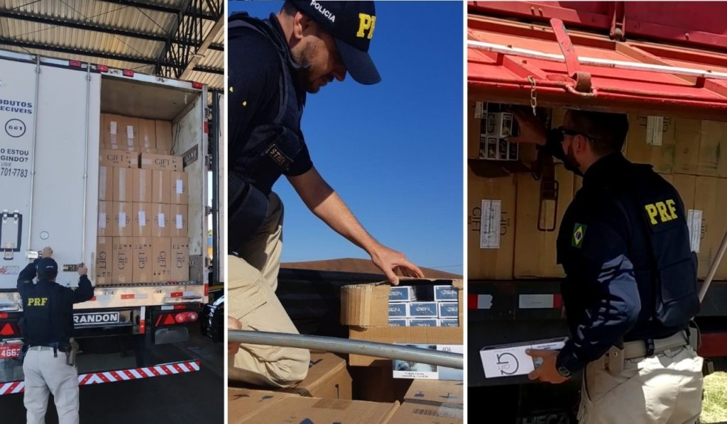 Em 4 horas, PRF apreende quatro carretas com 1,8 milhão de carteiras de cigarro no Paraná