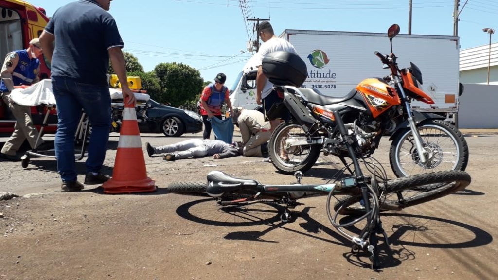Motociclista fica ferido em acidente de trânsito no Bairro Brasília