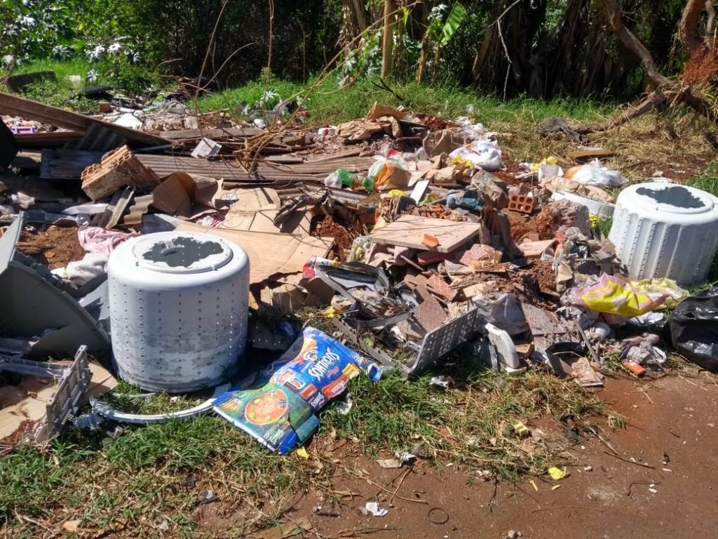 Grande quantidade de lixo descartado de forma irregular no Bairro Santa Cruz preocupa moradora