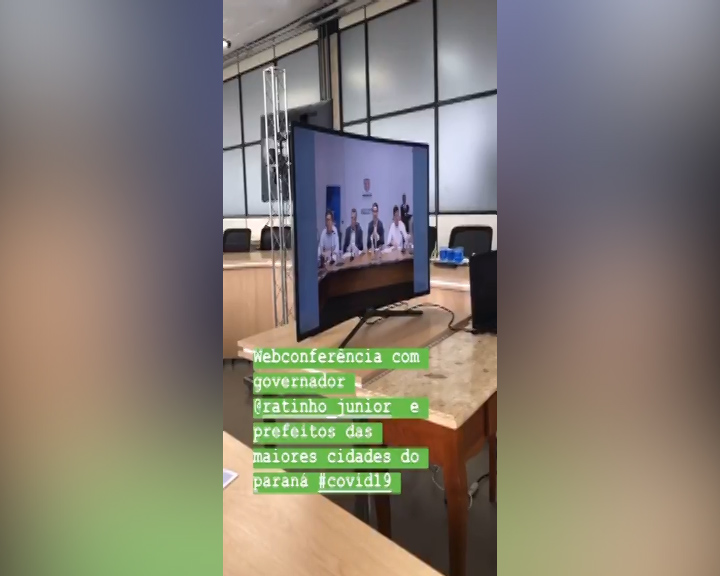 Prefeito participa de webconferência com governador do Paraná para discutir questões sobre o Covid-19