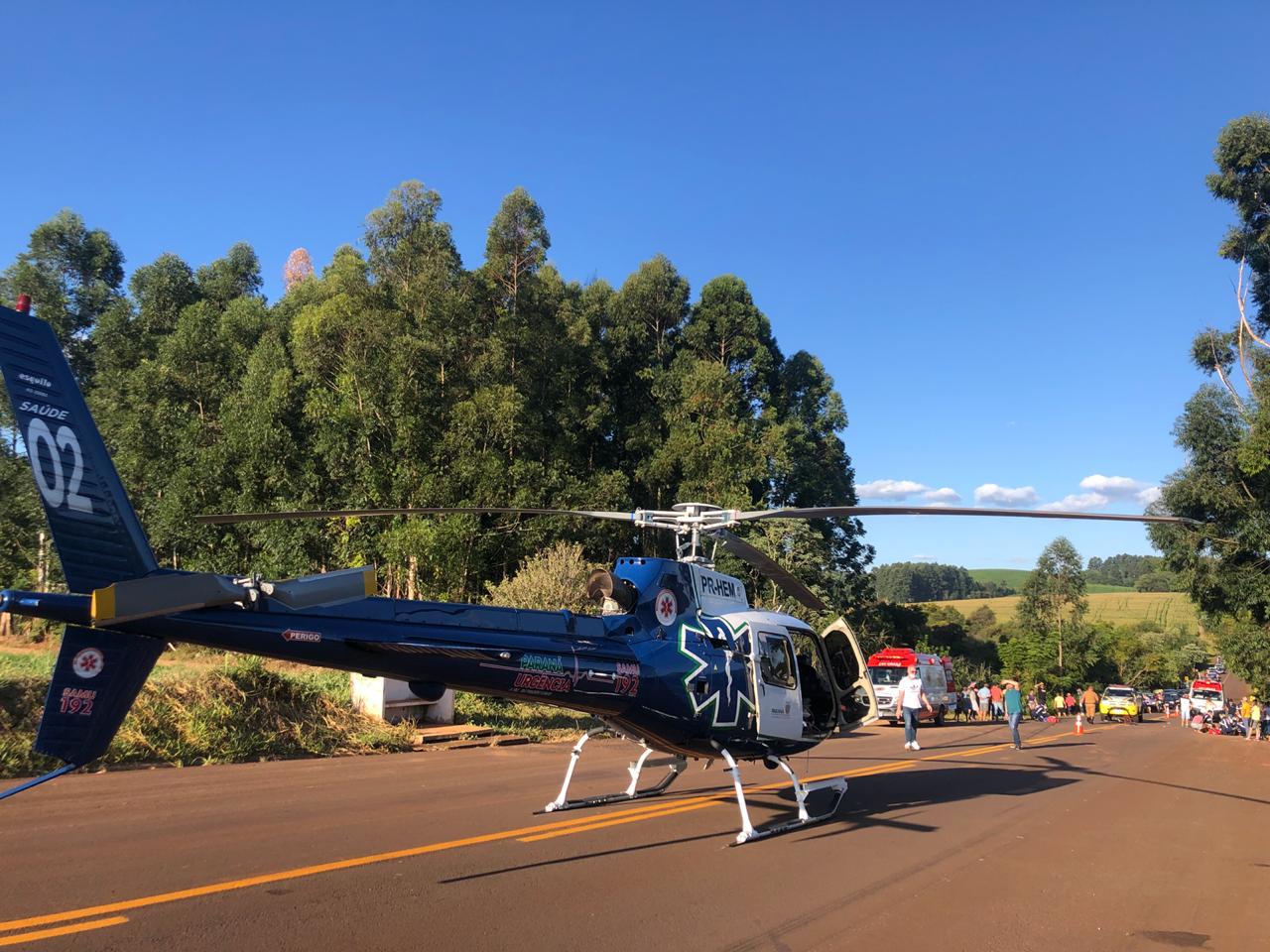 Vítima de acidente em Três Barras, motociclista é transportado de helicóptero ao HUOP Imagem referente a Vítima de acidente em Três Barras, motociclista é transportado de helicóptero ao HUOP